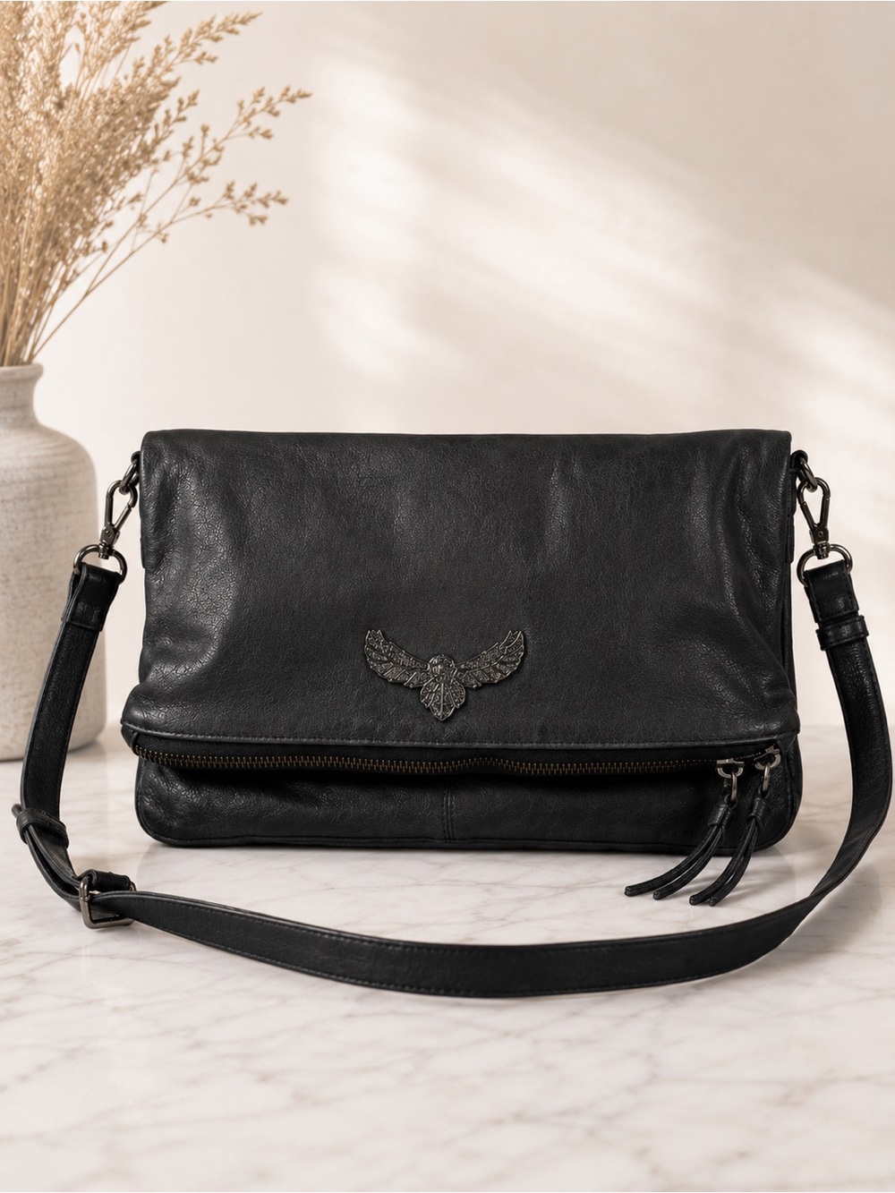 Zadig Voltaire Leather Messenger Bag Crossbody